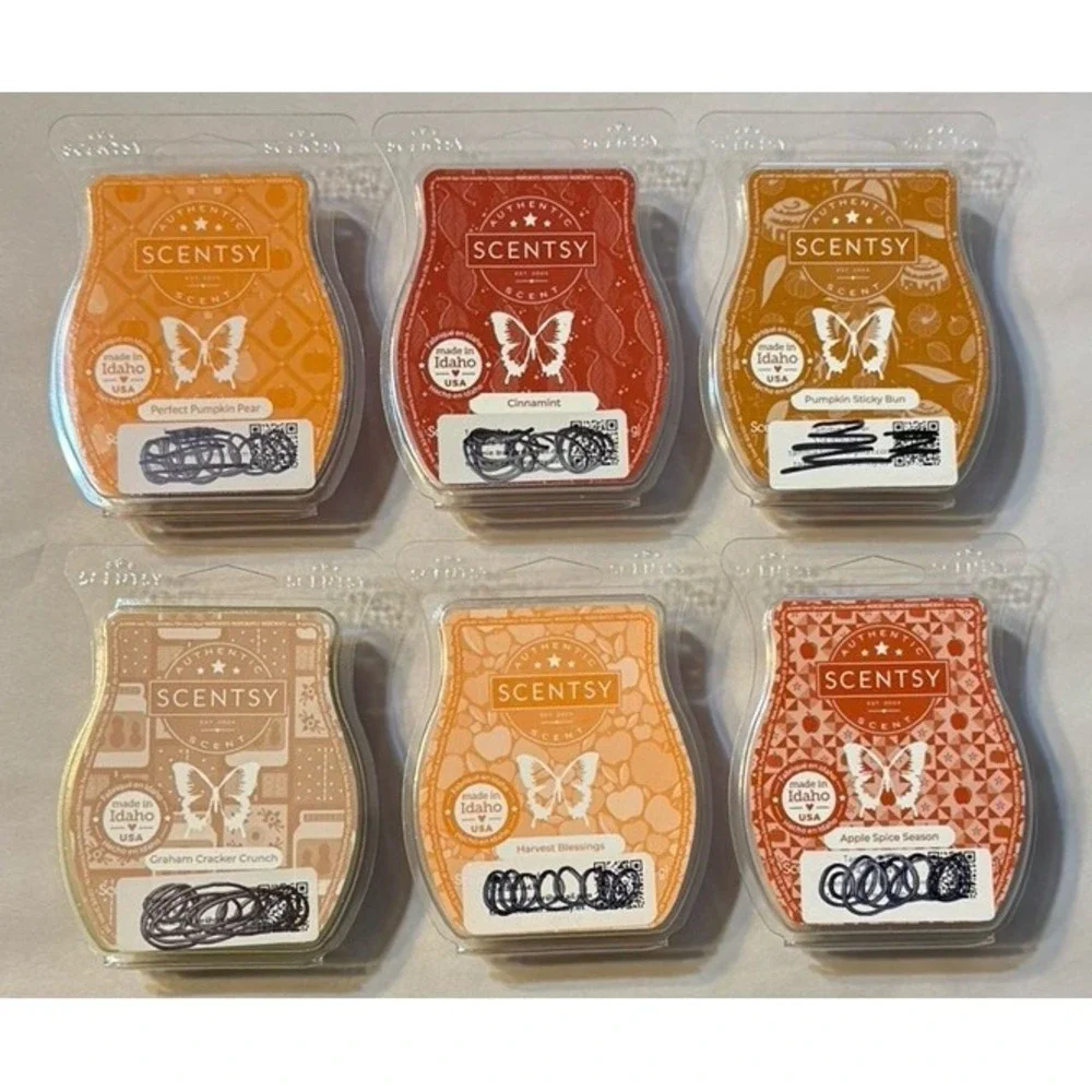 Lot Of 6 Fall Scentsy Bars Autumn‎ Pumpkin Sticky Bun Cinnamint Spiced Harvest